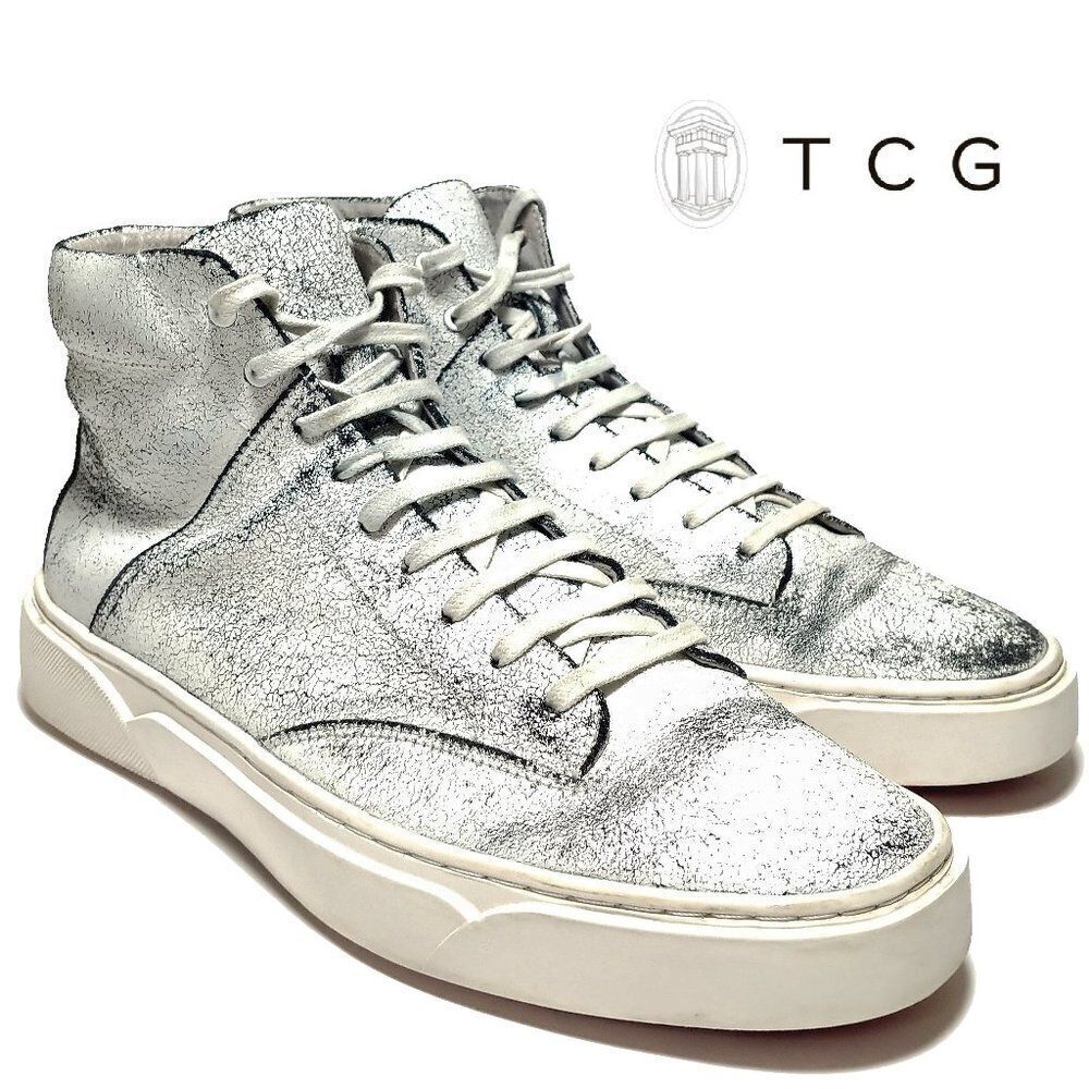 TCG Limited Edition "Culver" Cracked Distressed White Leather Sneakers Sz 9